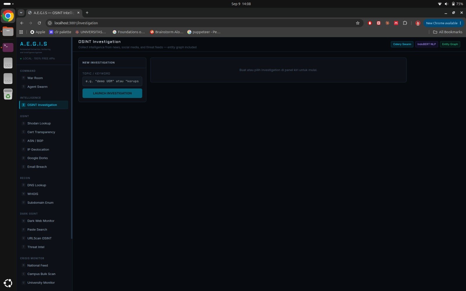 A.E.G.I.S — OSINT intelligence dashboard