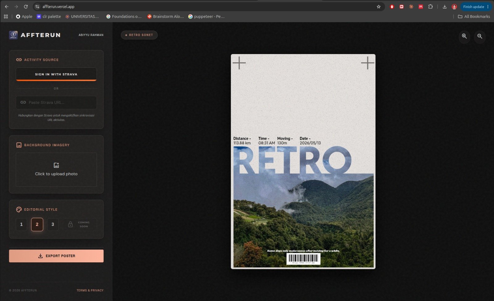AFFTERUN — Strava activity poster generator